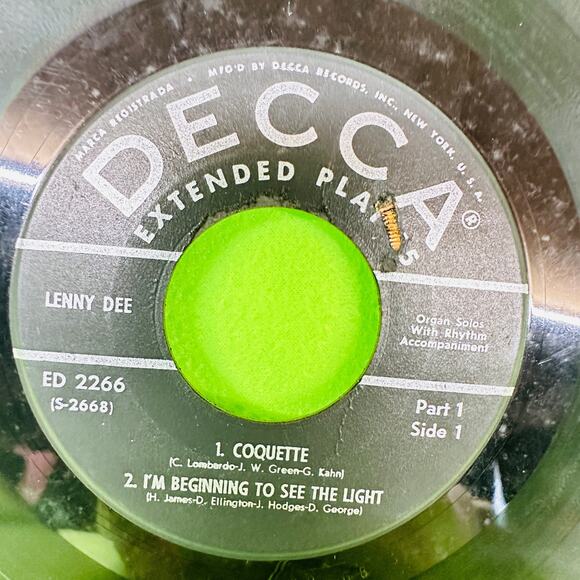 LENNY DEE Coquette / Beginning See Light / Chinatown / Charmaine 45rpm EP - Picture 7 of 9
